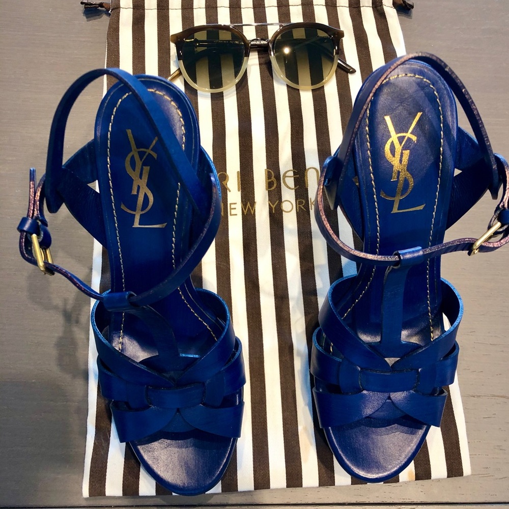 New Never Worn YSL Cobalt Tribute Platform heels